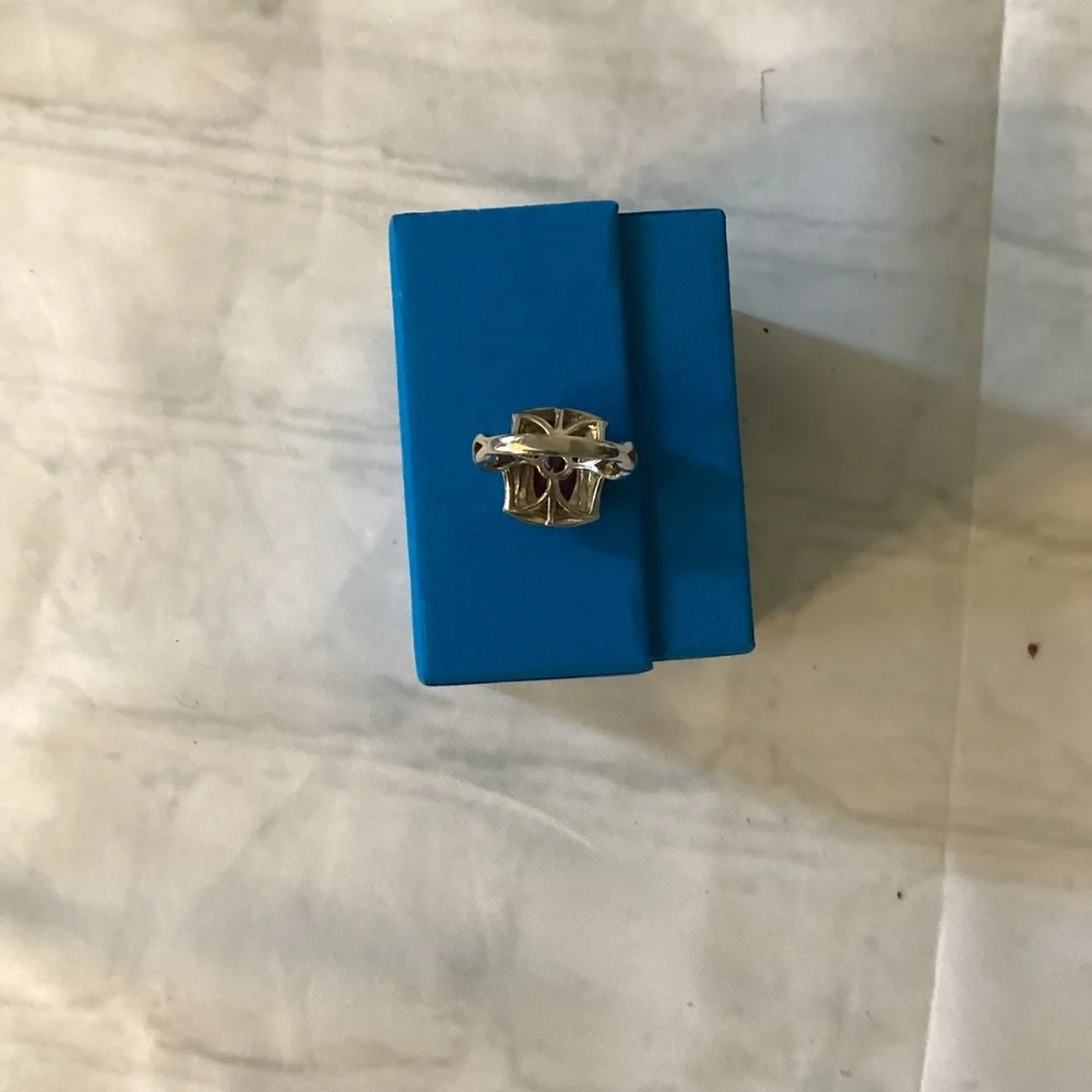 Diamond Simulate JTV RUBY /WHITE SILVER RING (Size: 7) NWOT (In Box)